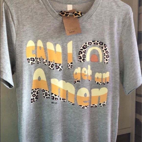 Can I get An Amen Women’s Tee Bella Canvas Leopard Print - Picture 1 of 1